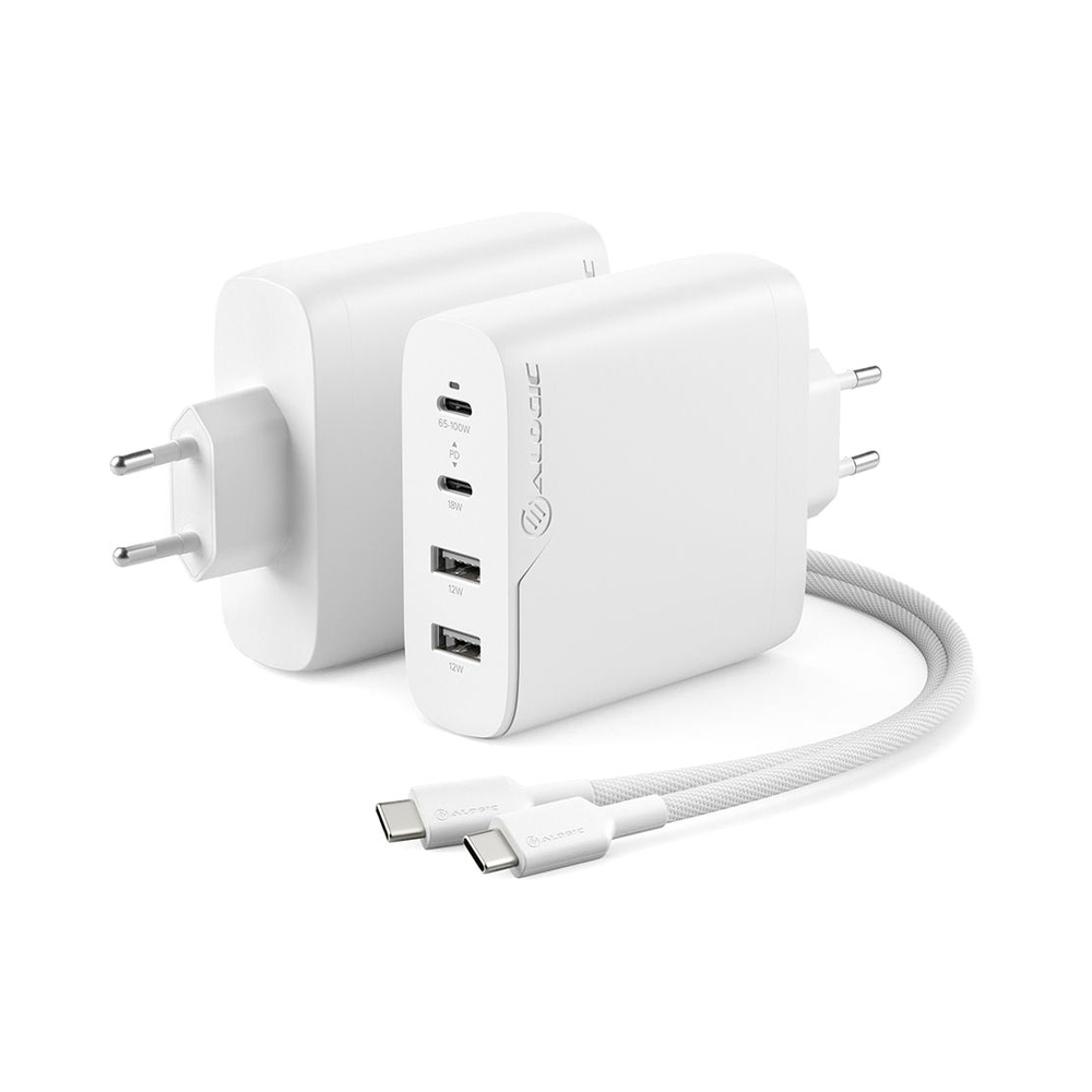 Сетевой зарядное устройство ALOGIC 4x100 Rapid Power 4 Port 100 W Gan, белый